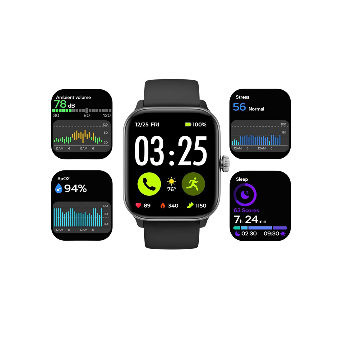 Spade & Co Smartwatch 4 – Fitness & Health Tracker with Call & Sleep Monitor