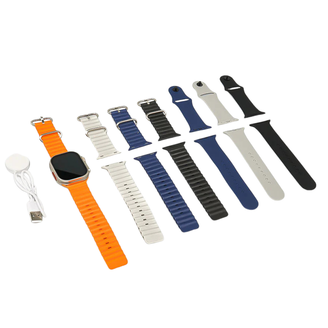 TK90 ULTRA 10 IN 1 Smartwatch – 49mm IPS Display, Wireless Charging, 8 Straps, Bluetooth Calling