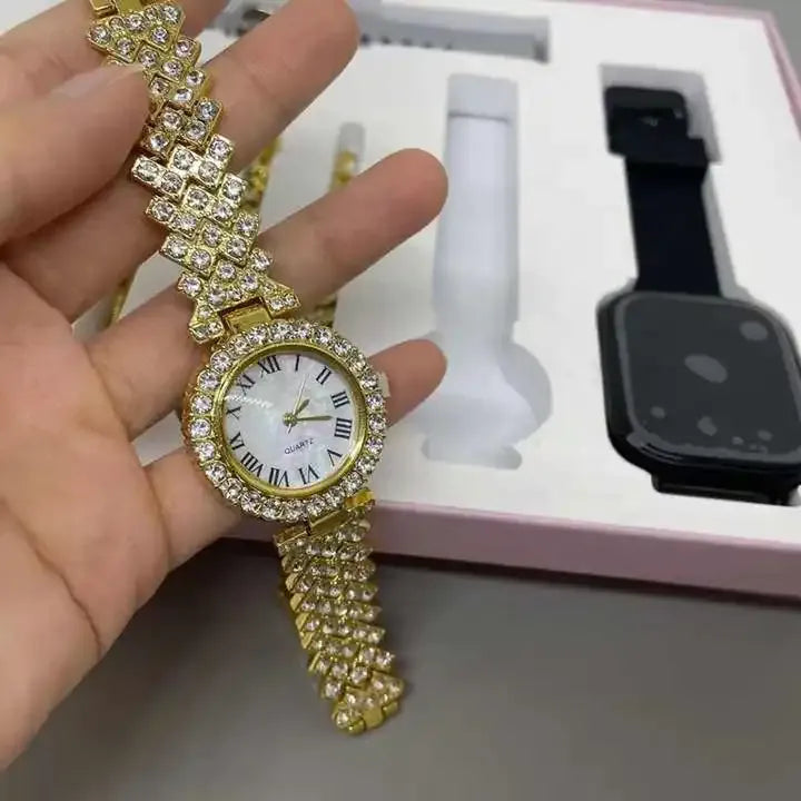 6-in-1 Smartwatch & Jewelry Gift Set – A58 Plus for Women
